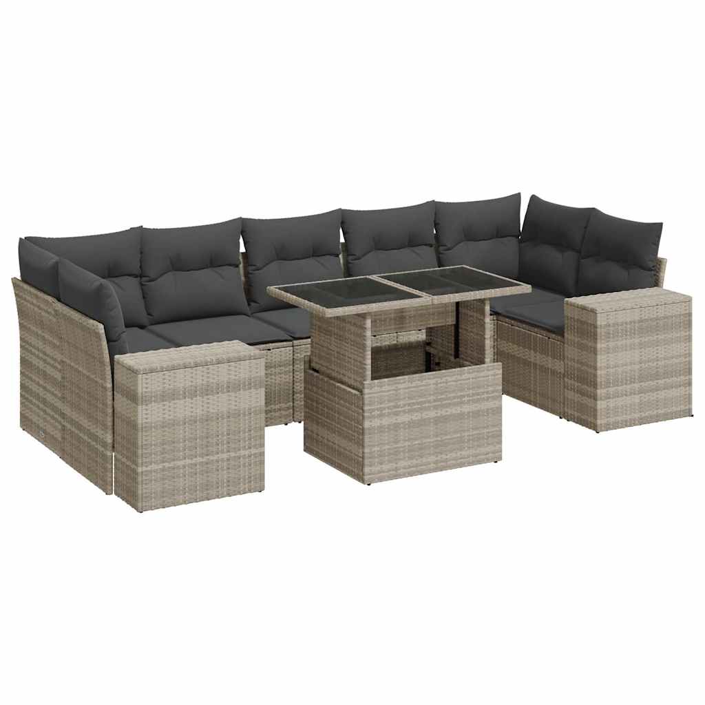 8-delige Loungeset met kussens poly rattan lichtgrijs is nu te koop bij PeponiXL, paradijselijk wonen!