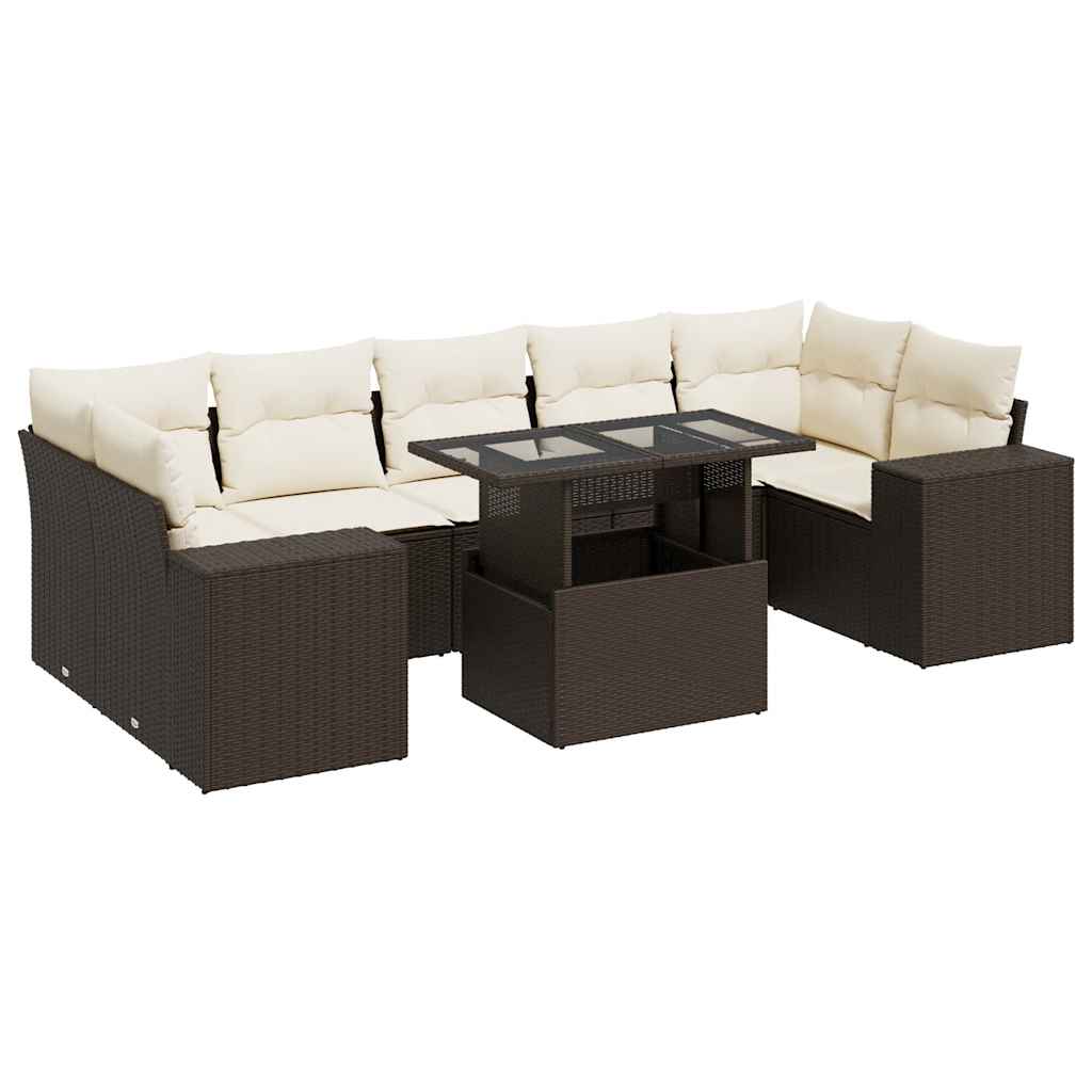 8-delige Loungeset met kussens poly rattan bruin is nu te koop bij PeponiXL, paradijselijk wonen!