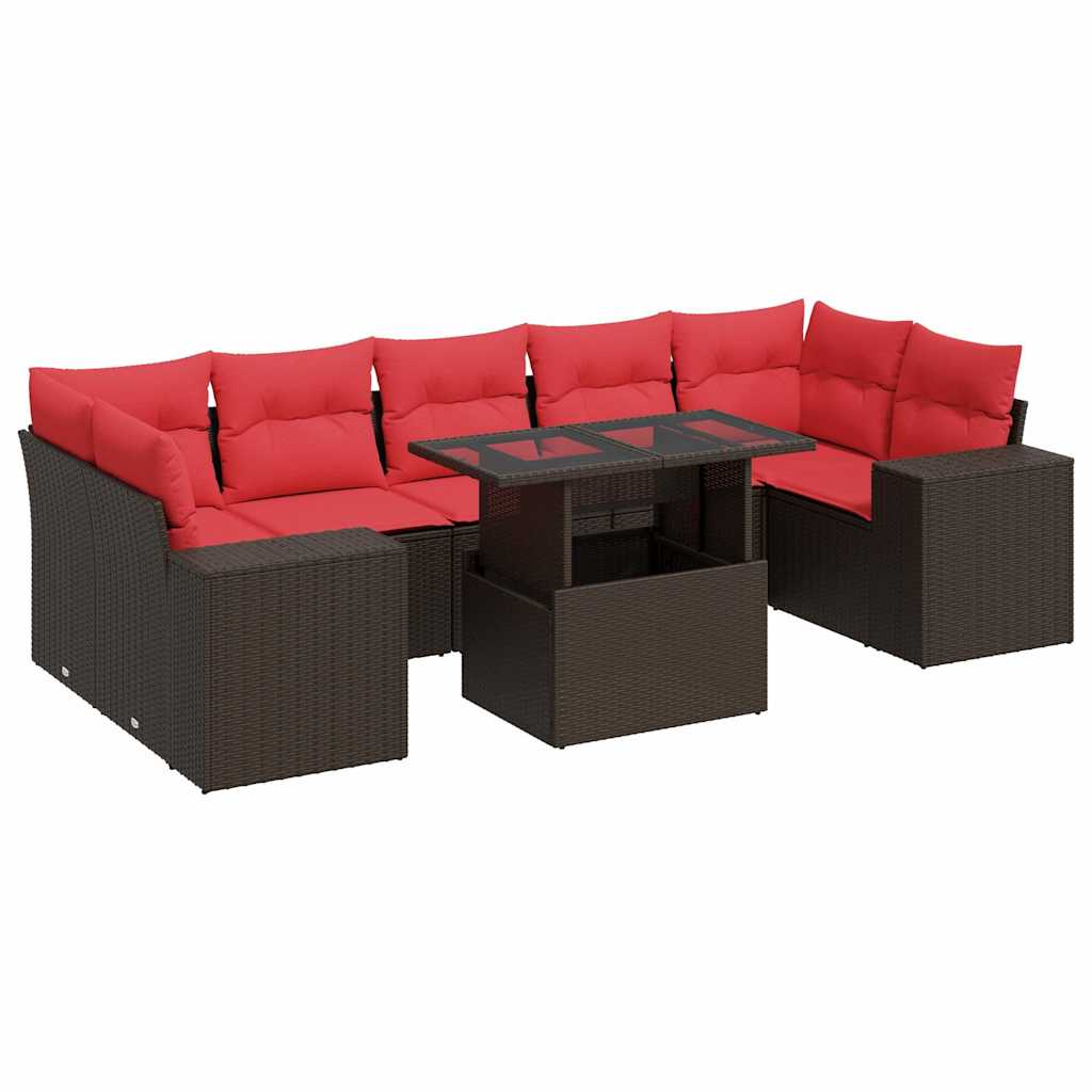 8-delige Loungeset met kussens poly rattan acacia bruin is nu te koop bij PeponiXL, paradijselijk wonen!