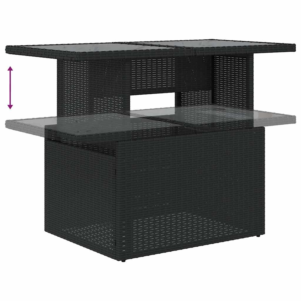 6-delige Loungeset met kussens poly rattan acacia zwart