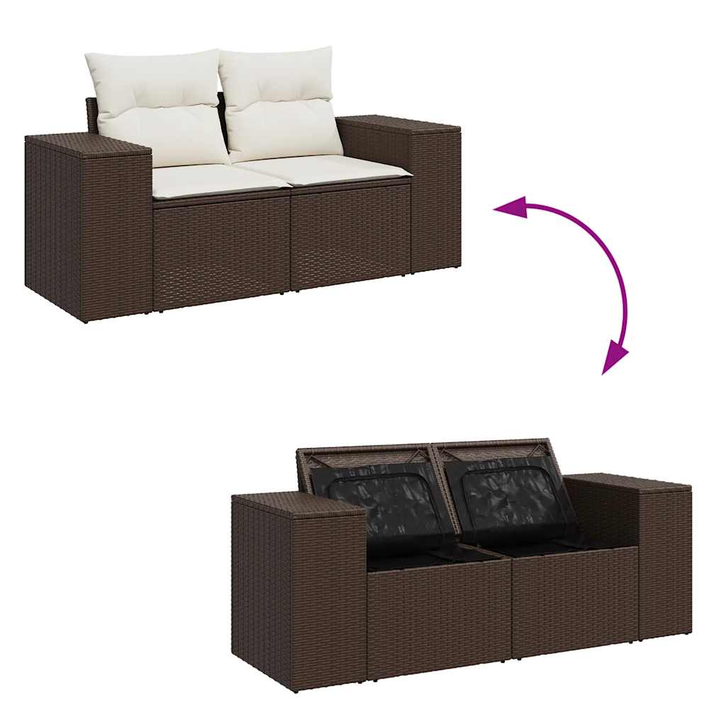 6-delige Loungeset met kussens poly rattan bruin is nu te koop bij PeponiXL, paradijselijk wonen!