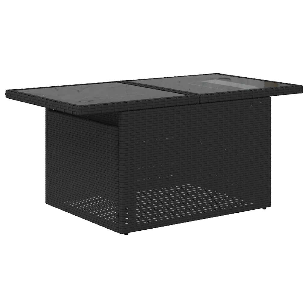 5-delige Loungeset met kussens poly rattan acacia zwart