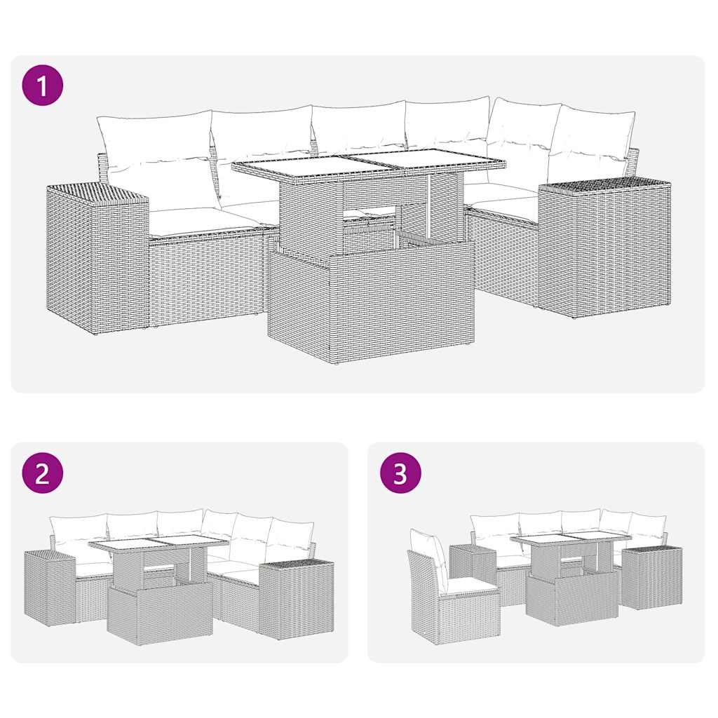 6-delige Loungeset met kussens poly rattan bruin is nu te koop bij PeponiXL, paradijselijk wonen!
