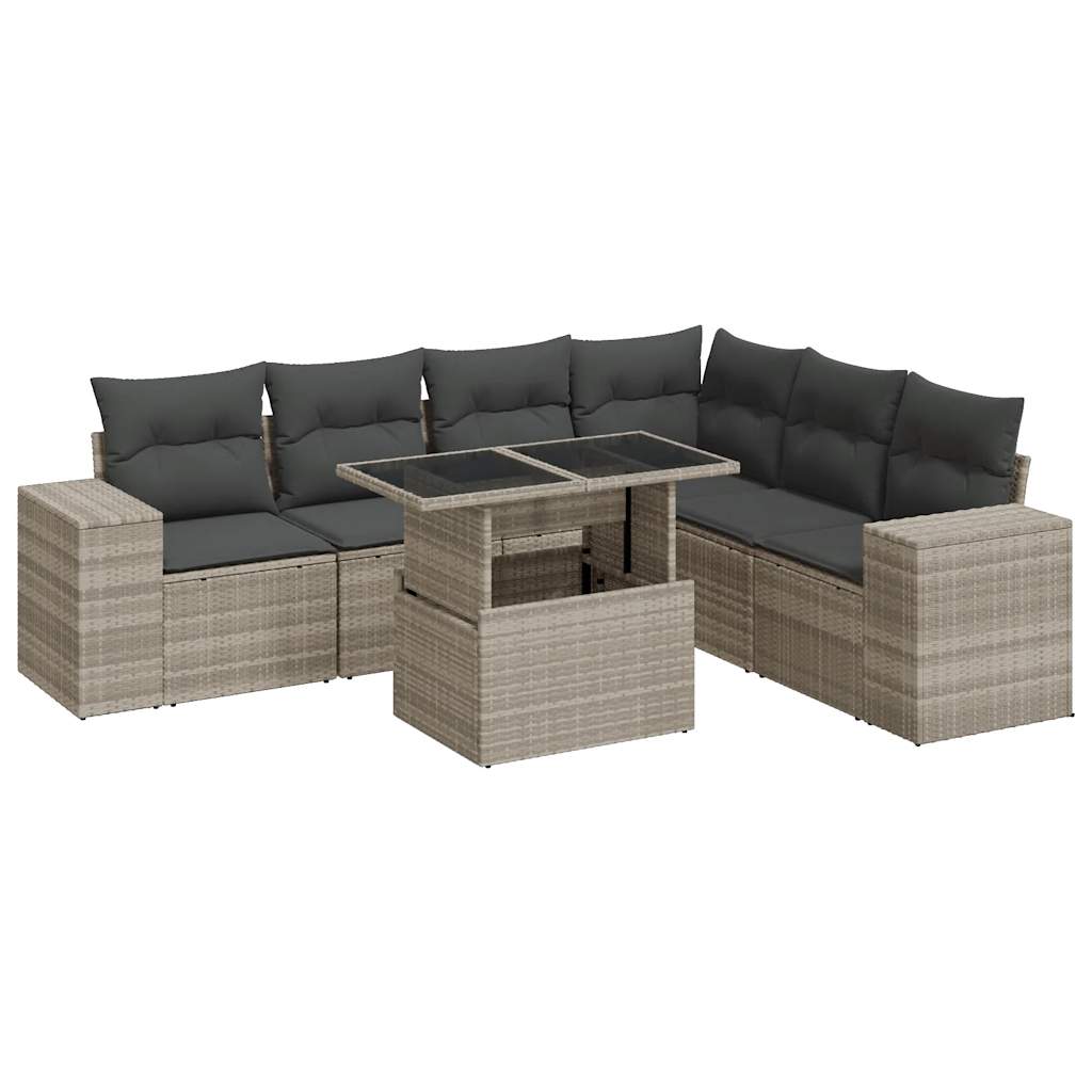7-delige Loungeset met kussens poly rattan lichtgrijs is nu te koop bij PeponiXL, paradijselijk wonen!