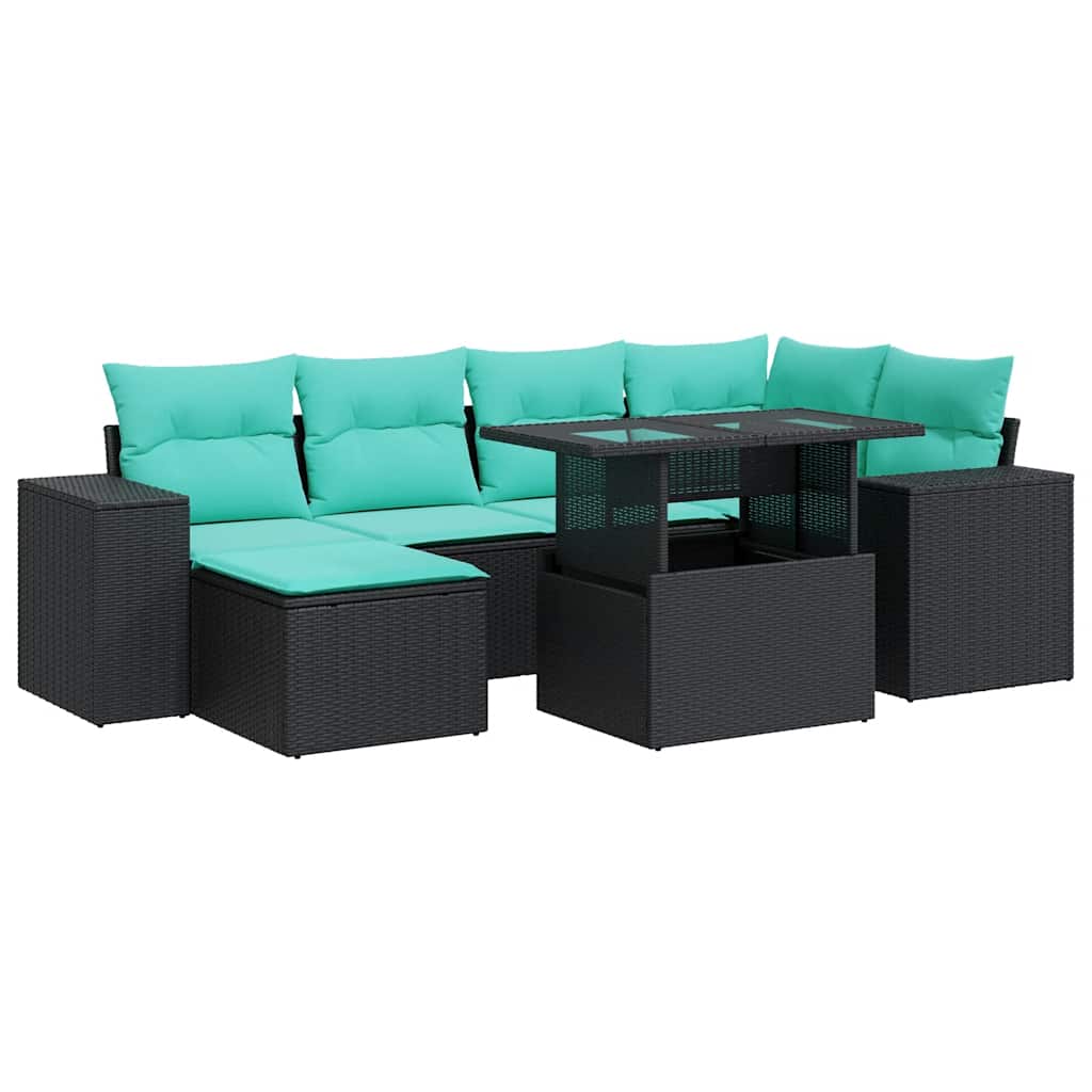 9-delige Loungeset met kussens poly rattan acacia zwart is nu te koop bij PeponiXL, paradijselijk wonen!