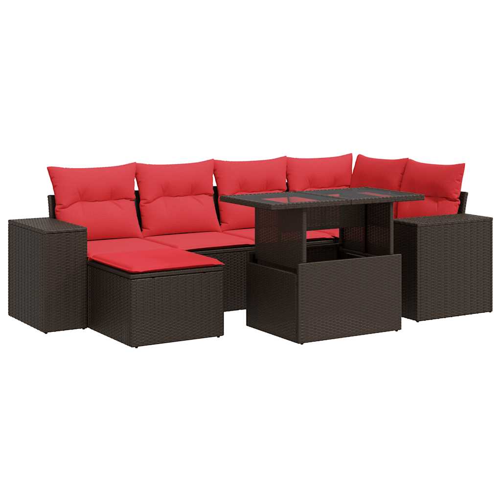 9-delige Loungeset met kussens poly rattan acacia bruin is nu te koop bij PeponiXL, paradijselijk wonen!