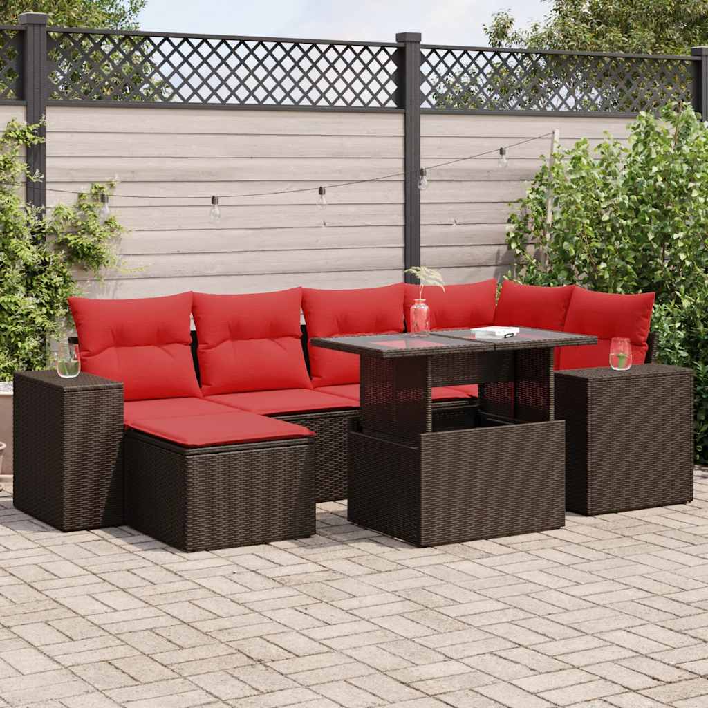 9-delige Loungeset met kussens poly rattan acacia bruin is nu te koop bij PeponiXL, paradijselijk wonen!