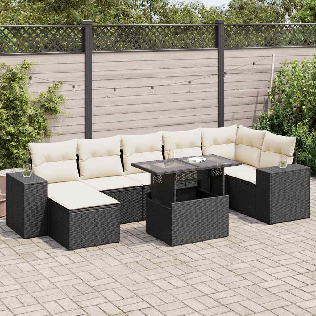 8-delige Loungeset met kussens poly rattan zwart is nu te koop bij PeponiXL, paradijselijk wonen!