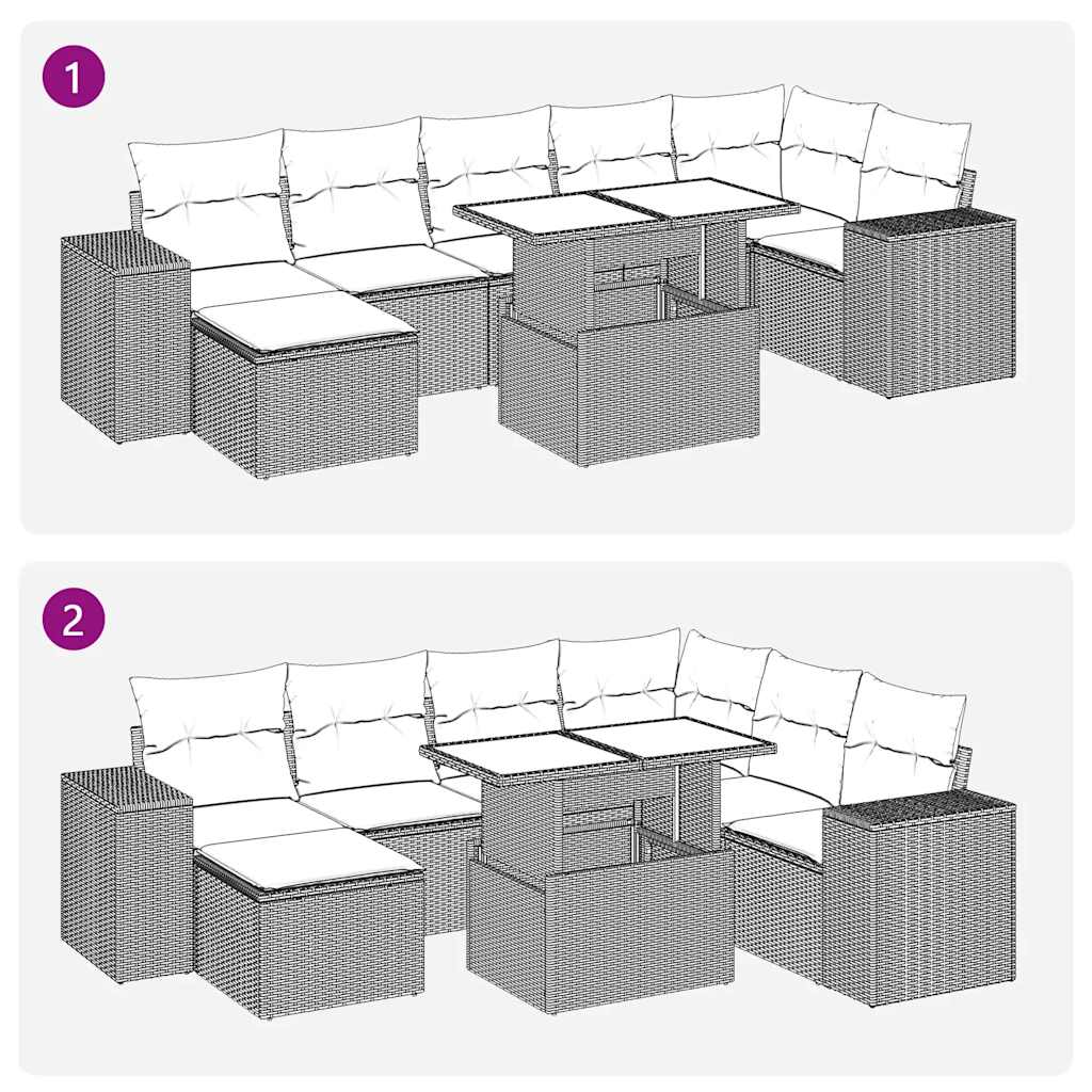 8-delige Loungeset met kussens poly rattan acacia zwart is nu te koop bij PeponiXL, paradijselijk wonen!