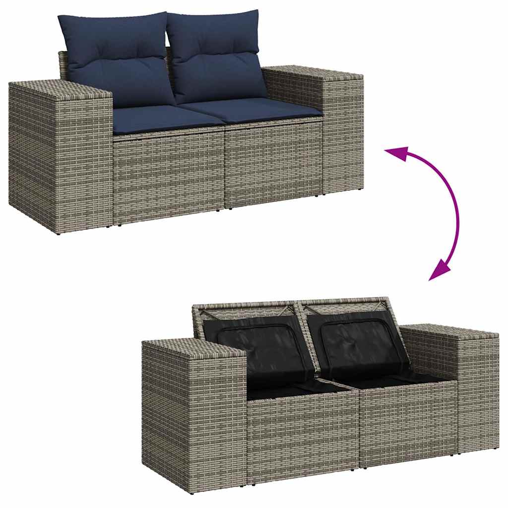 8-delige Loungeset met kussens poly rattan acacia grijs is nu te koop bij PeponiXL, paradijselijk wonen!