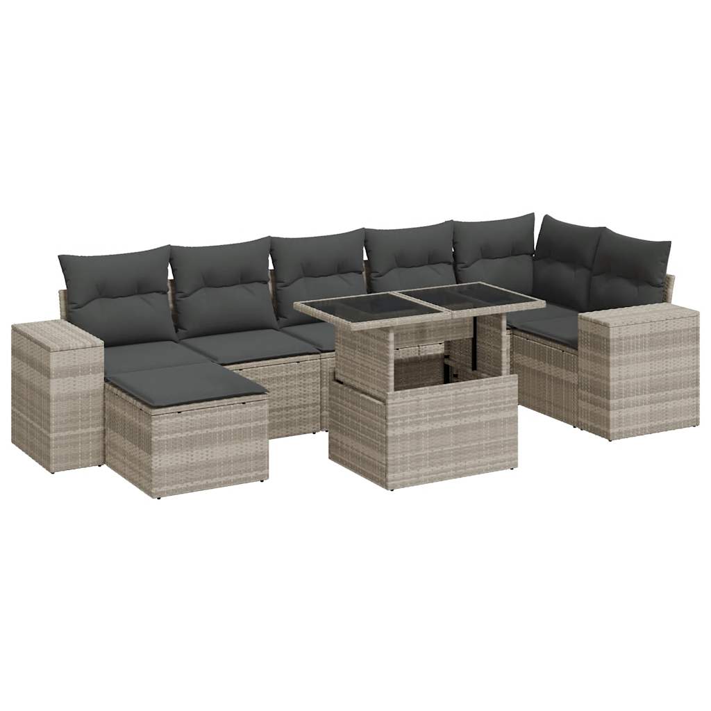 8-delige Loungeset met kussens poly rattan lichtgrijs is nu te koop bij PeponiXL, paradijselijk wonen!