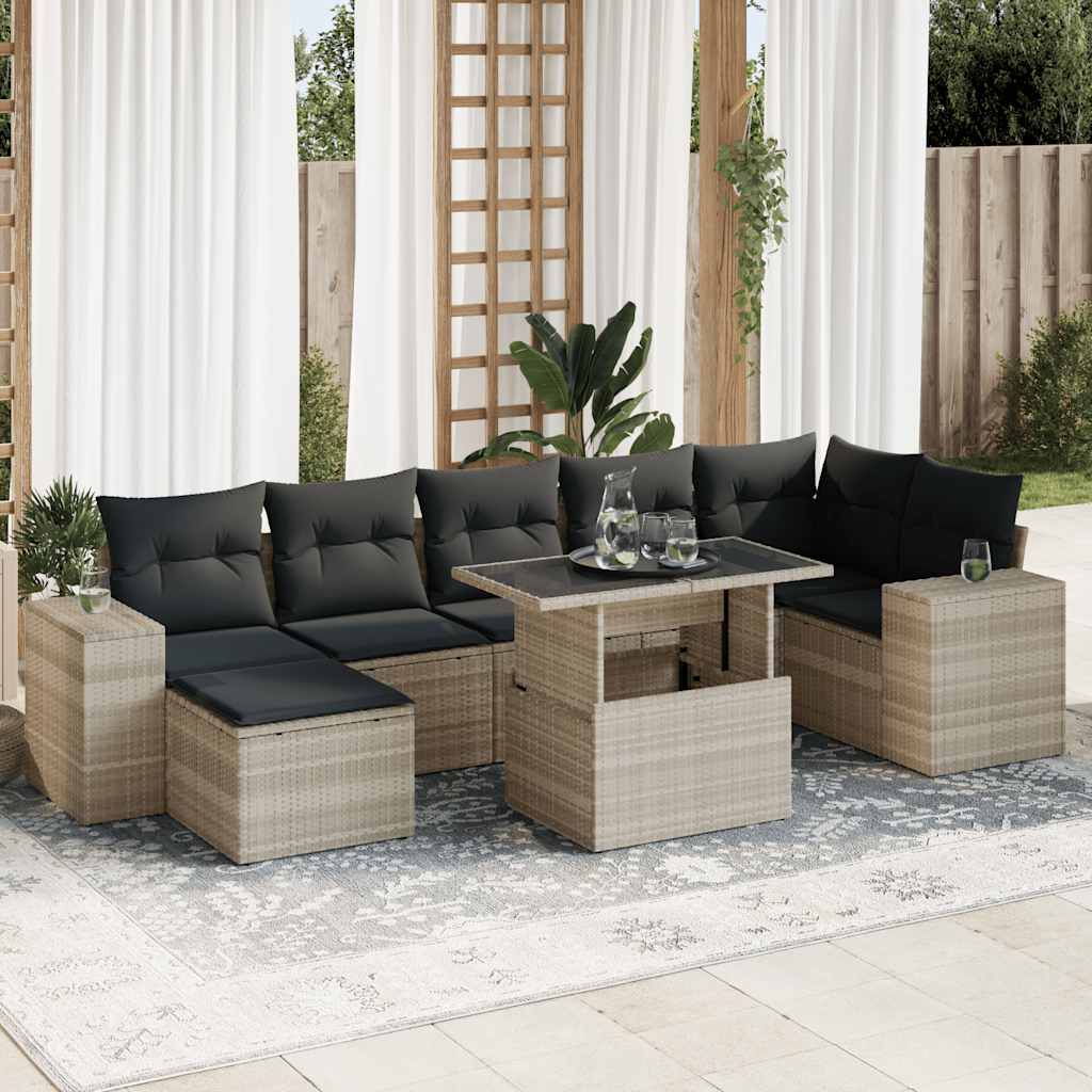 8-delige Loungeset met kussens poly rattan lichtgrijs is nu te koop bij PeponiXL, paradijselijk wonen!