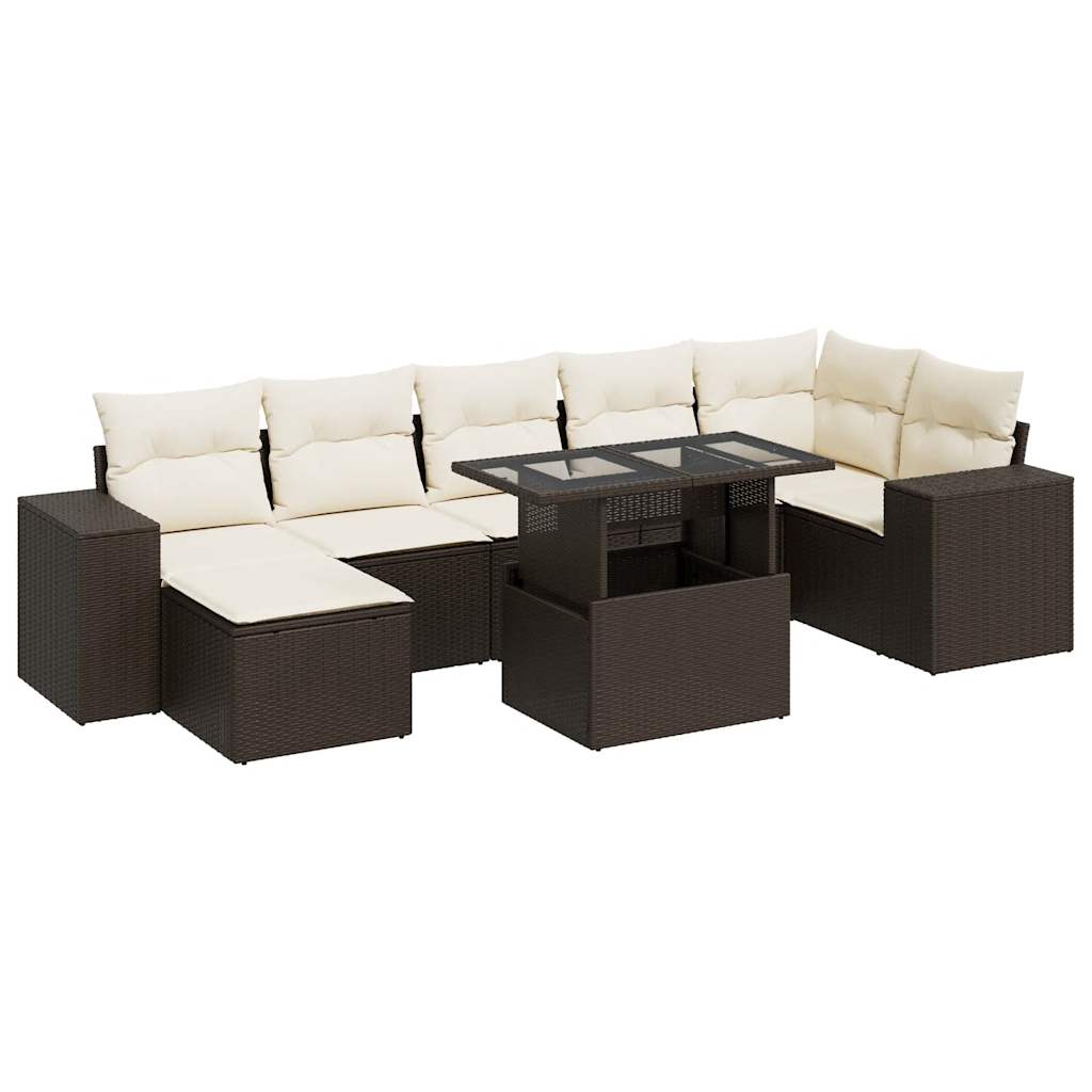8-delige Loungeset met kussens poly rattan bruin is nu te koop bij PeponiXL, paradijselijk wonen!