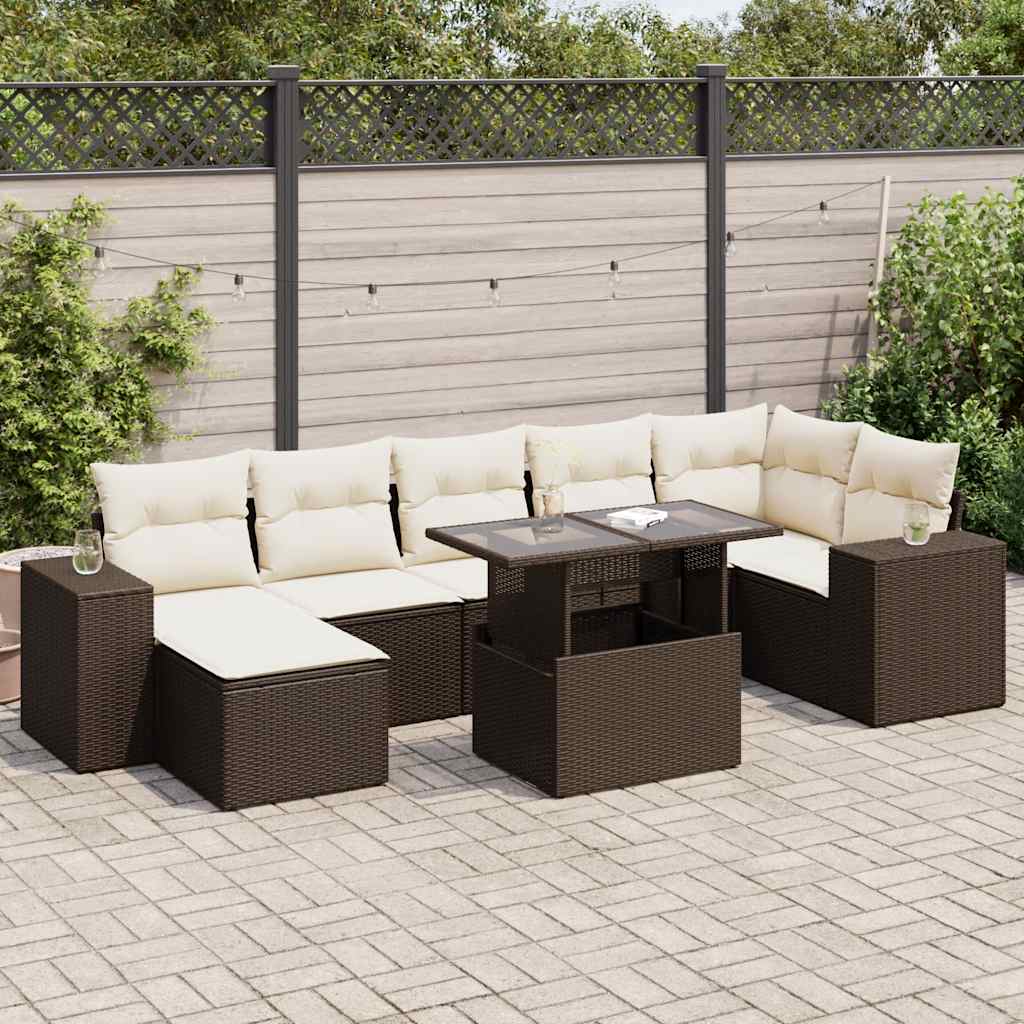 8-delige Loungeset met kussens poly rattan bruin is nu te koop bij PeponiXL, paradijselijk wonen!