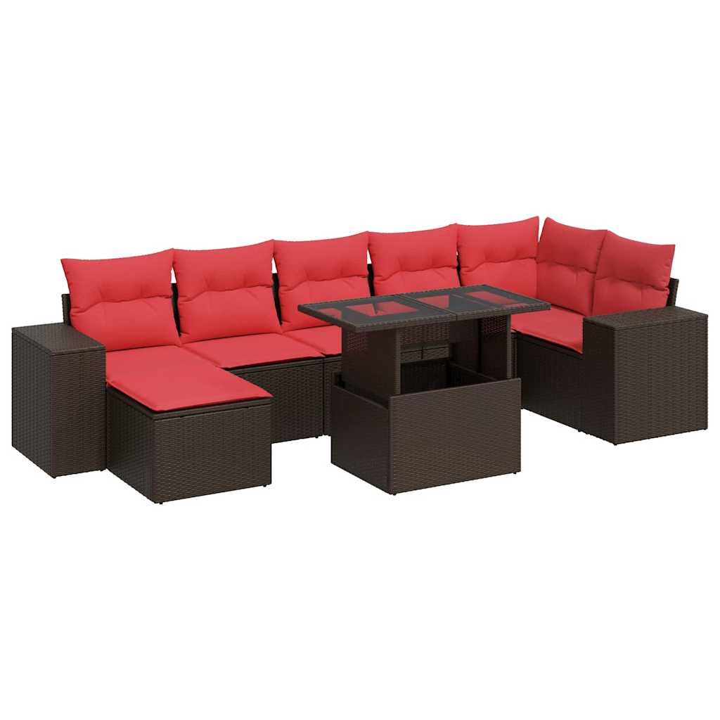 8-delige Loungeset met kussens poly rattan acacia bruin is nu te koop bij PeponiXL, paradijselijk wonen!