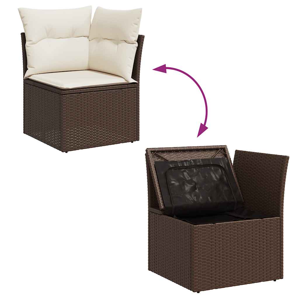 9-delige Loungeset met kussens poly rattan bruin is nu te koop bij PeponiXL, paradijselijk wonen!
