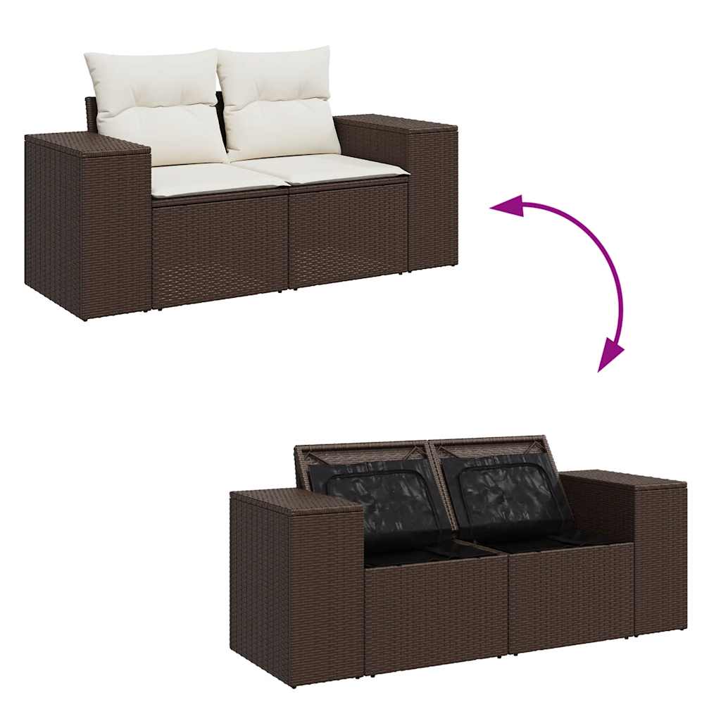 9-delige Loungeset met kussens poly rattan bruin is nu te koop bij PeponiXL, paradijselijk wonen!