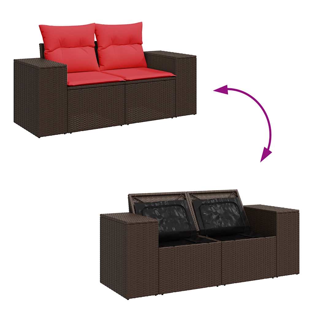 9-delige Loungeset met kussens poly rattan acacia bruin is nu te koop bij PeponiXL, paradijselijk wonen!