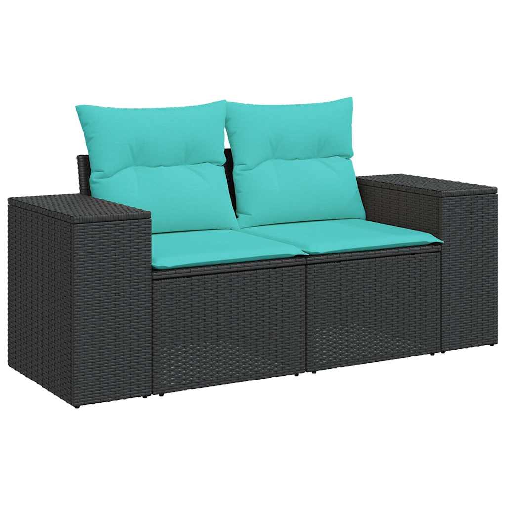 10-delige Loungeset met kussens poly rattan acacia zwart is nu te koop bij PeponiXL, paradijselijk wonen!