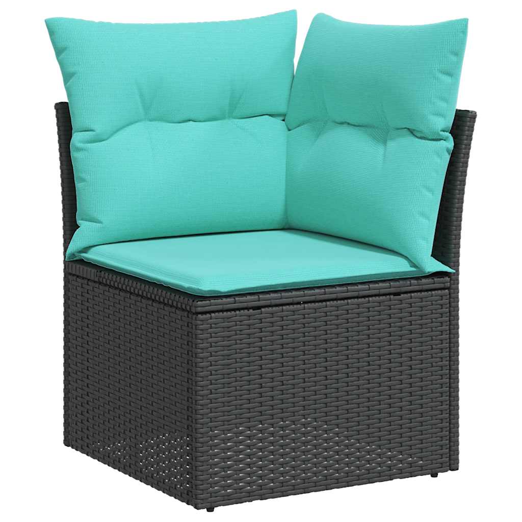 10-delige Loungeset met kussens poly rattan acacia zwart is nu te koop bij PeponiXL, paradijselijk wonen!