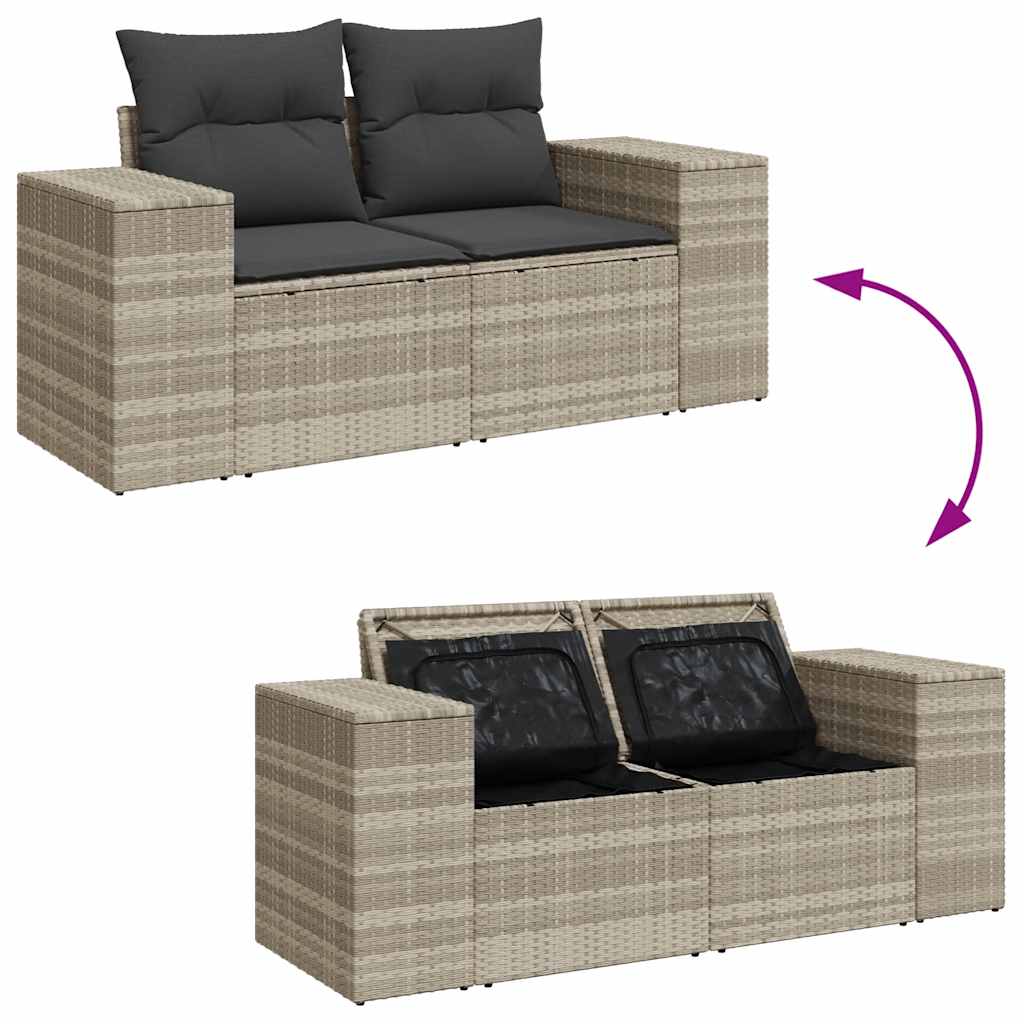10-delige Loungeset met kussens poly rattan lichtgrijs is nu te koop bij PeponiXL, paradijselijk wonen!