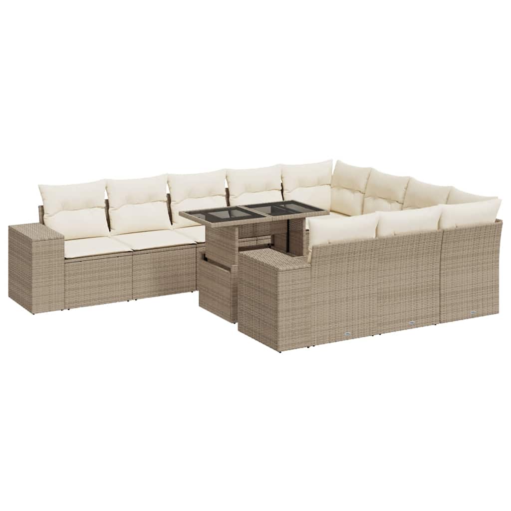 11-delige Tuinset met kussens poly rattan beige is nu te koop bij PeponiXL, paradijselijk wonen!