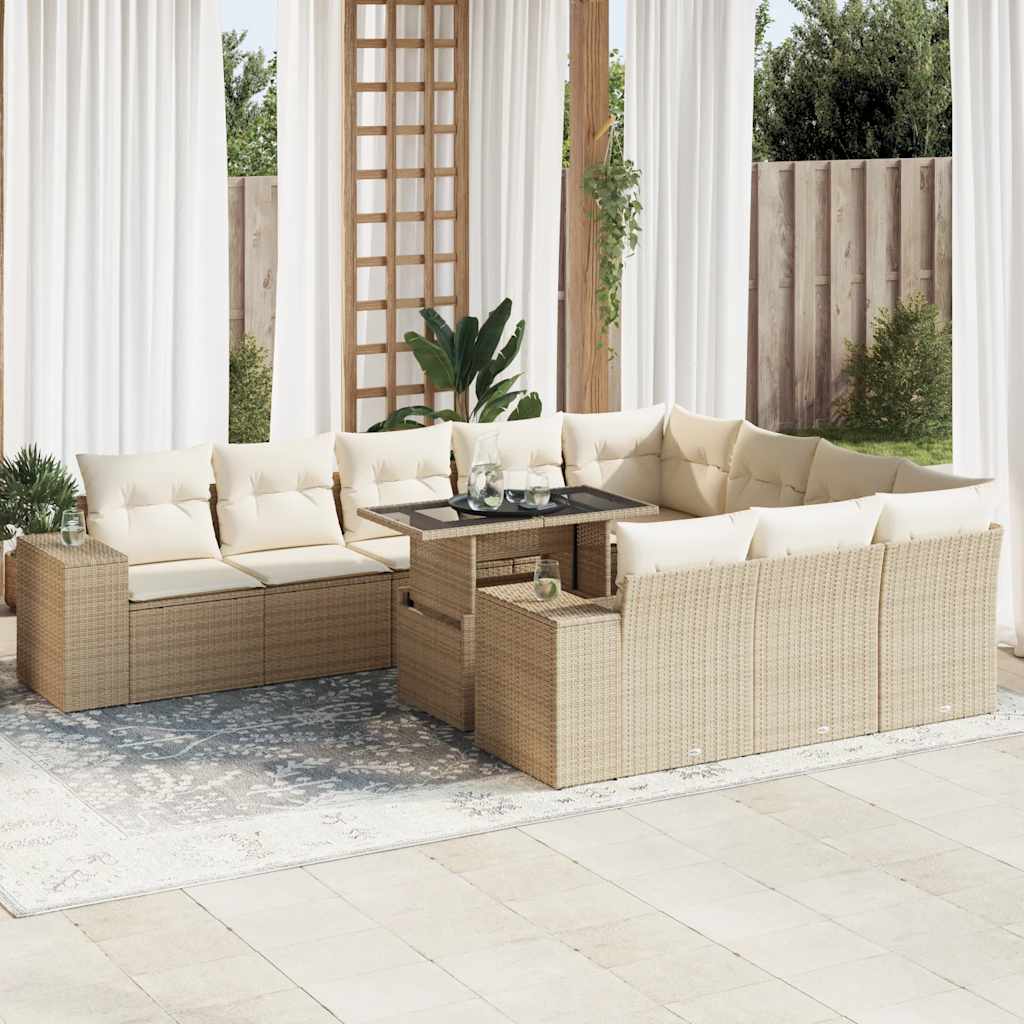 11-delige Tuinset met kussens poly rattan beige is nu te koop bij PeponiXL, paradijselijk wonen!