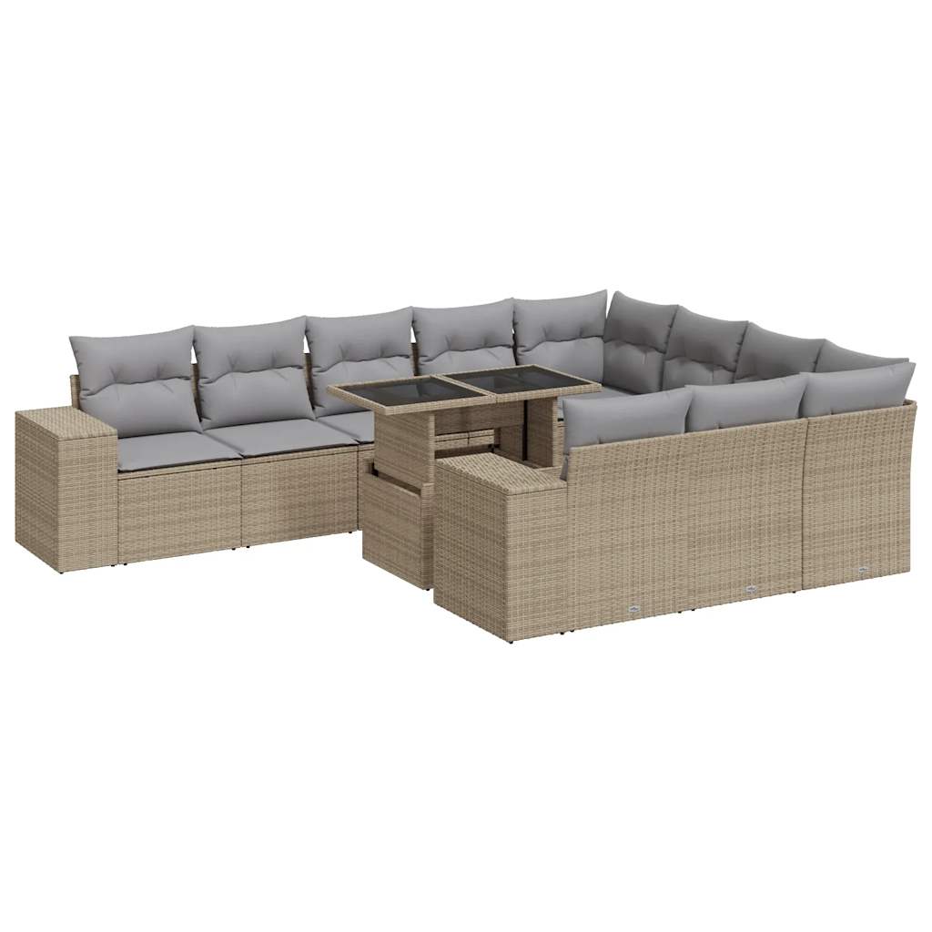 11-delige Tuinset met kussens poly rattan beige is nu te koop bij PeponiXL, paradijselijk wonen!