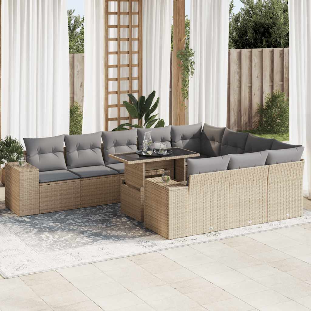 11-delige Tuinset met kussens poly rattan beige is nu te koop bij PeponiXL, paradijselijk wonen!