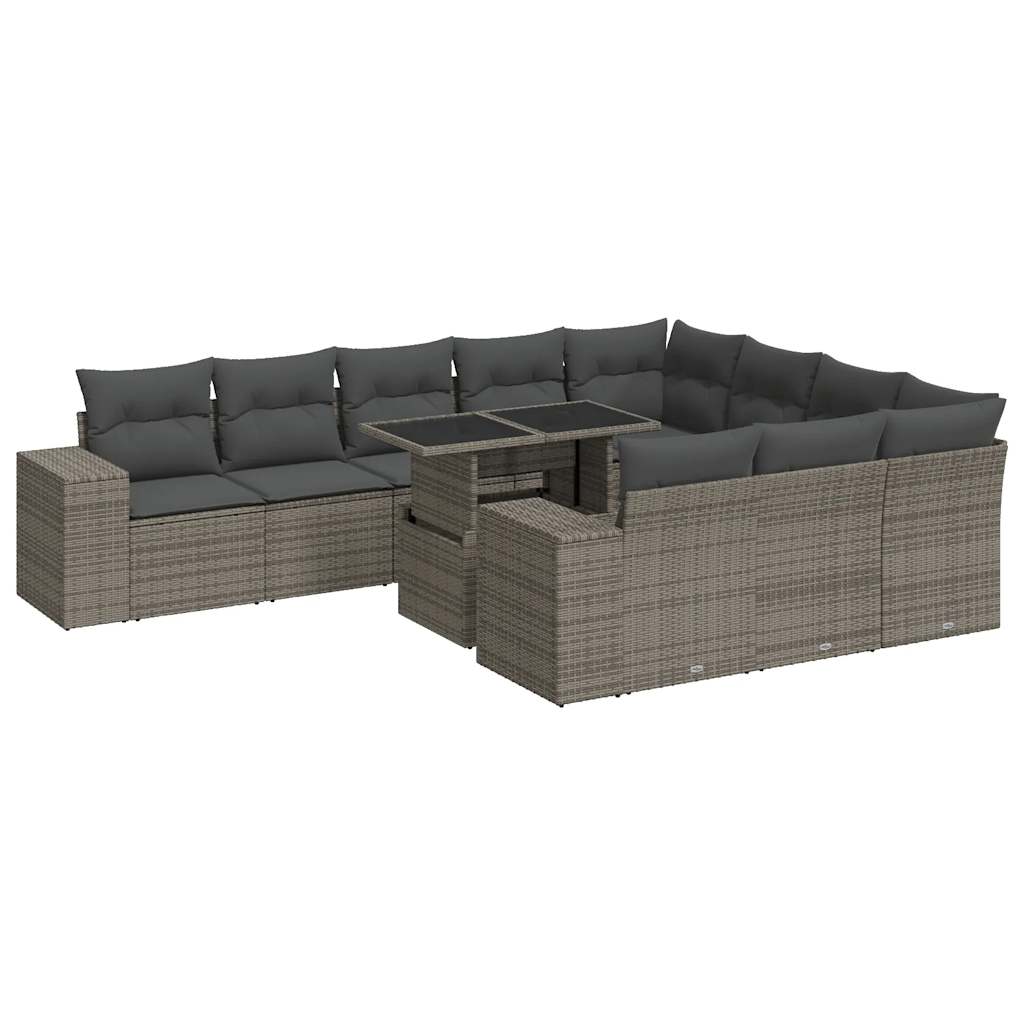 11-delige Loungeset met kussens poly rattan grijs is nu te koop bij PeponiXL, paradijselijk wonen!