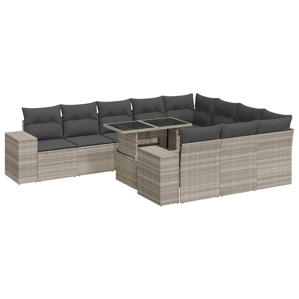 11-delige Loungeset met kussens poly rattan lichtgrijs is nu te koop bij PeponiXL, paradijselijk wonen!