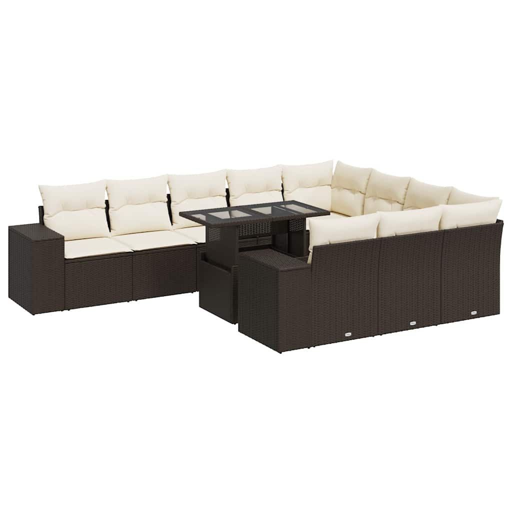 11-delige Loungeset met kussens poly rattan bruin is nu te koop bij PeponiXL, paradijselijk wonen!