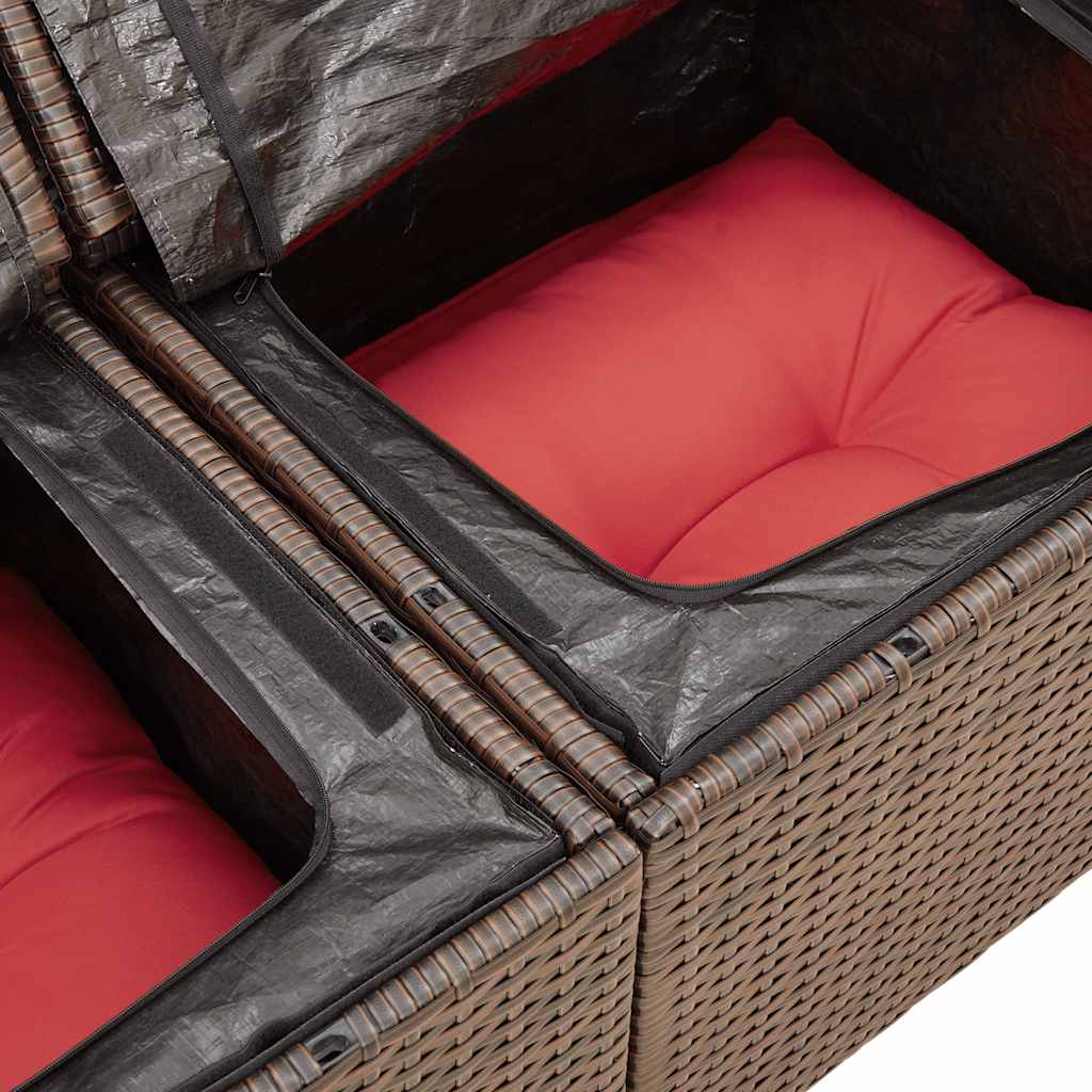 11-delige Loungeset met kussens poly rattan acacia bruin is nu te koop bij PeponiXL, paradijselijk wonen!