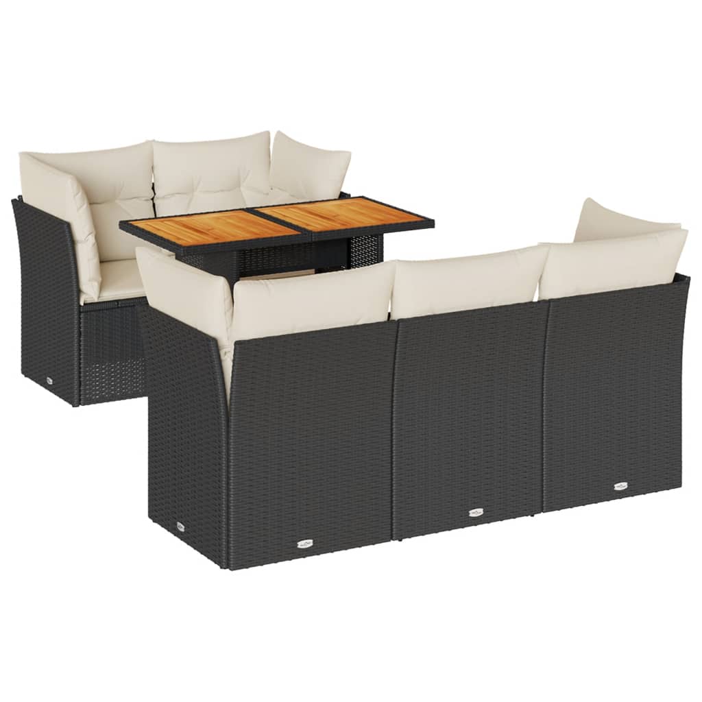 6-delige Loungeset met kussens poly rattan zwart is nu te koop bij PeponiXL, paradijselijk wonen!
