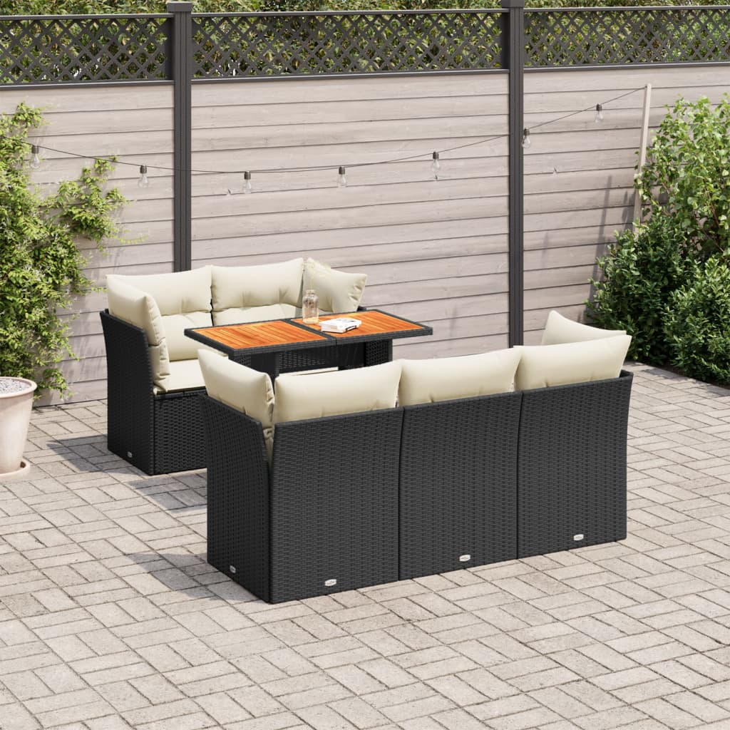 6-delige Loungeset met kussens poly rattan zwart is nu te koop bij PeponiXL, paradijselijk wonen!