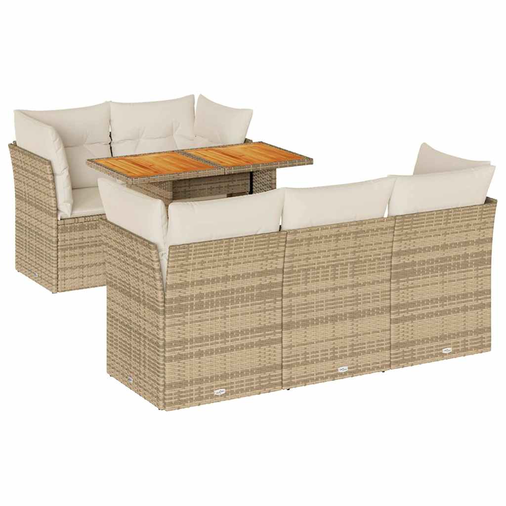 6-delige Loungeset met kussens poly rattan beige is nu te koop bij PeponiXL, paradijselijk wonen!