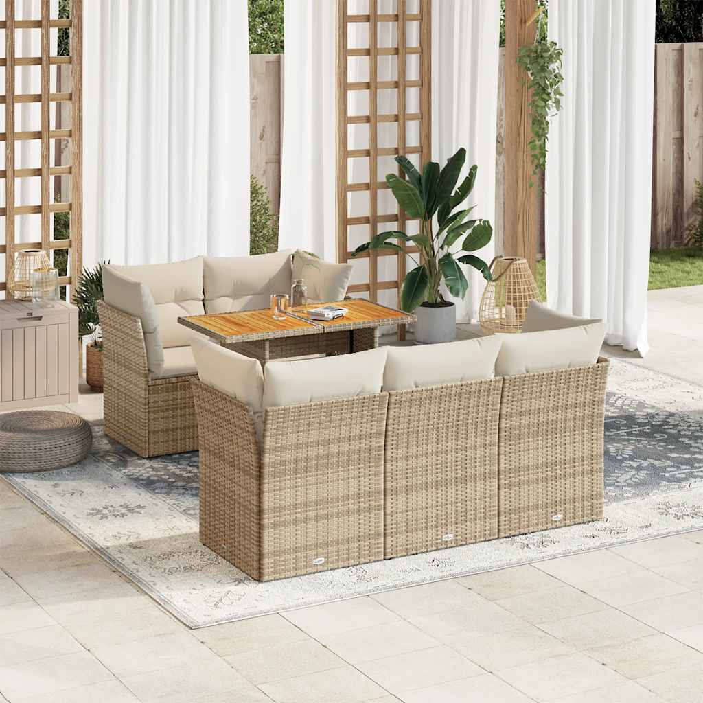 6-delige Loungeset met kussens poly rattan beige is nu te koop bij PeponiXL, paradijselijk wonen!
