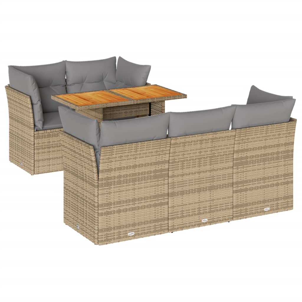 6-delige Loungeset met kussens poly rattan beige is nu te koop bij PeponiXL, paradijselijk wonen!