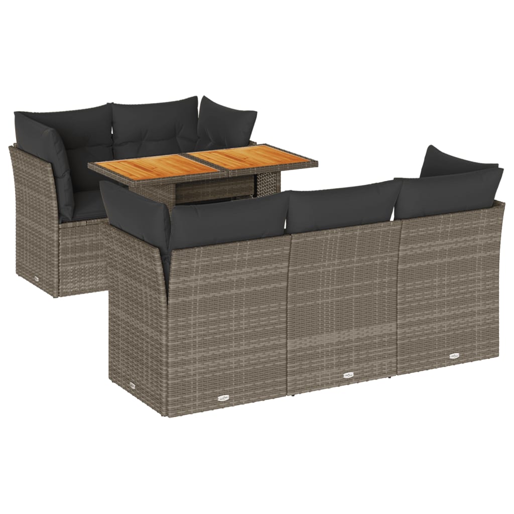6-delige Loungeset met kussens poly rattan grijs is nu te koop bij PeponiXL, paradijselijk wonen!