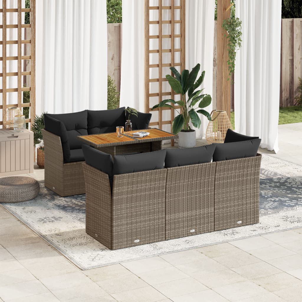 6-delige Loungeset met kussens poly rattan grijs is nu te koop bij PeponiXL, paradijselijk wonen!