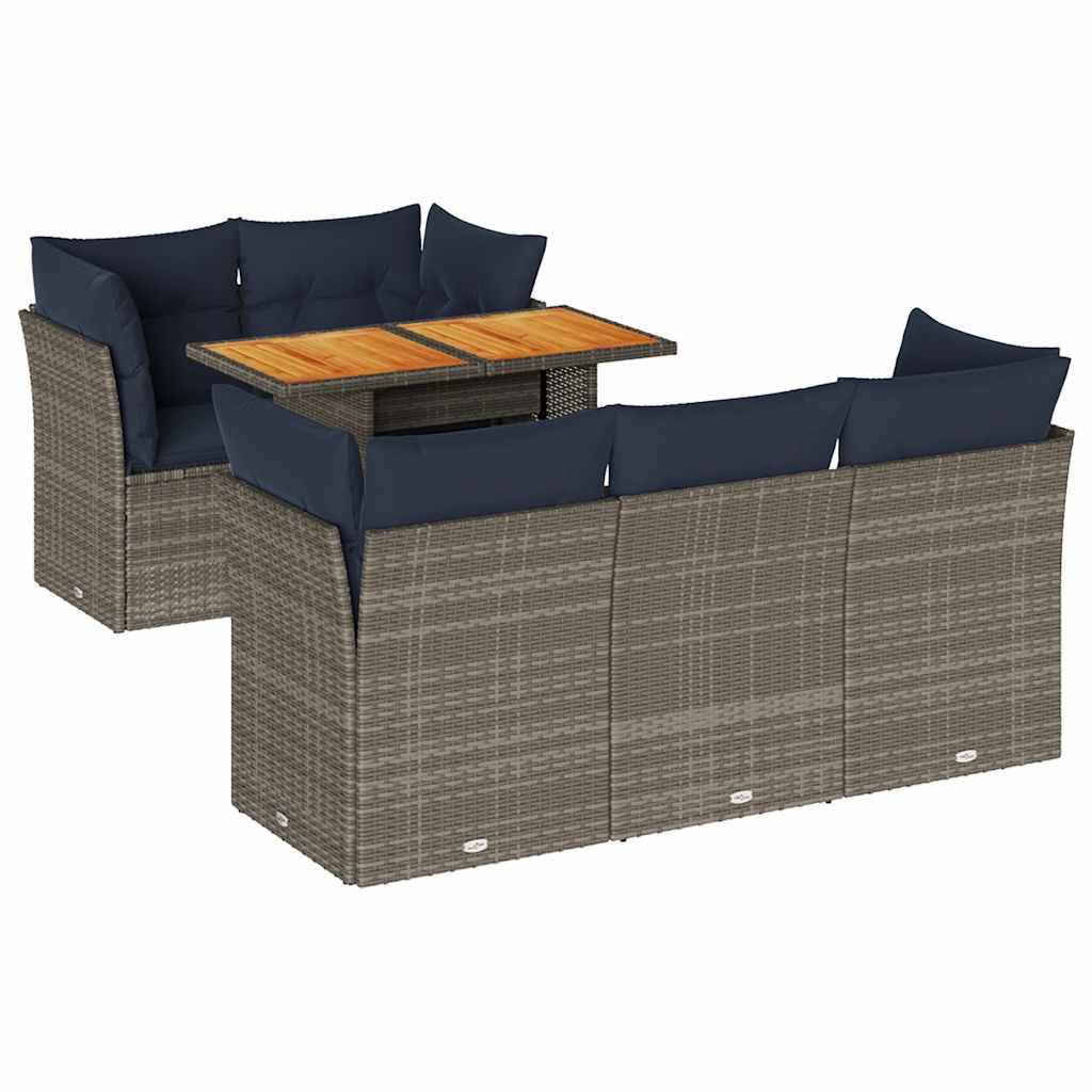 6-delige Loungeset met kussens poly rattan grijs is nu te koop bij PeponiXL, paradijselijk wonen!