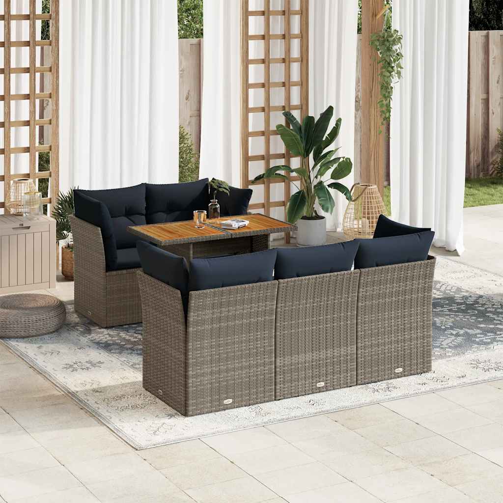 6-delige Loungeset met kussens poly rattan grijs is nu te koop bij PeponiXL, paradijselijk wonen!