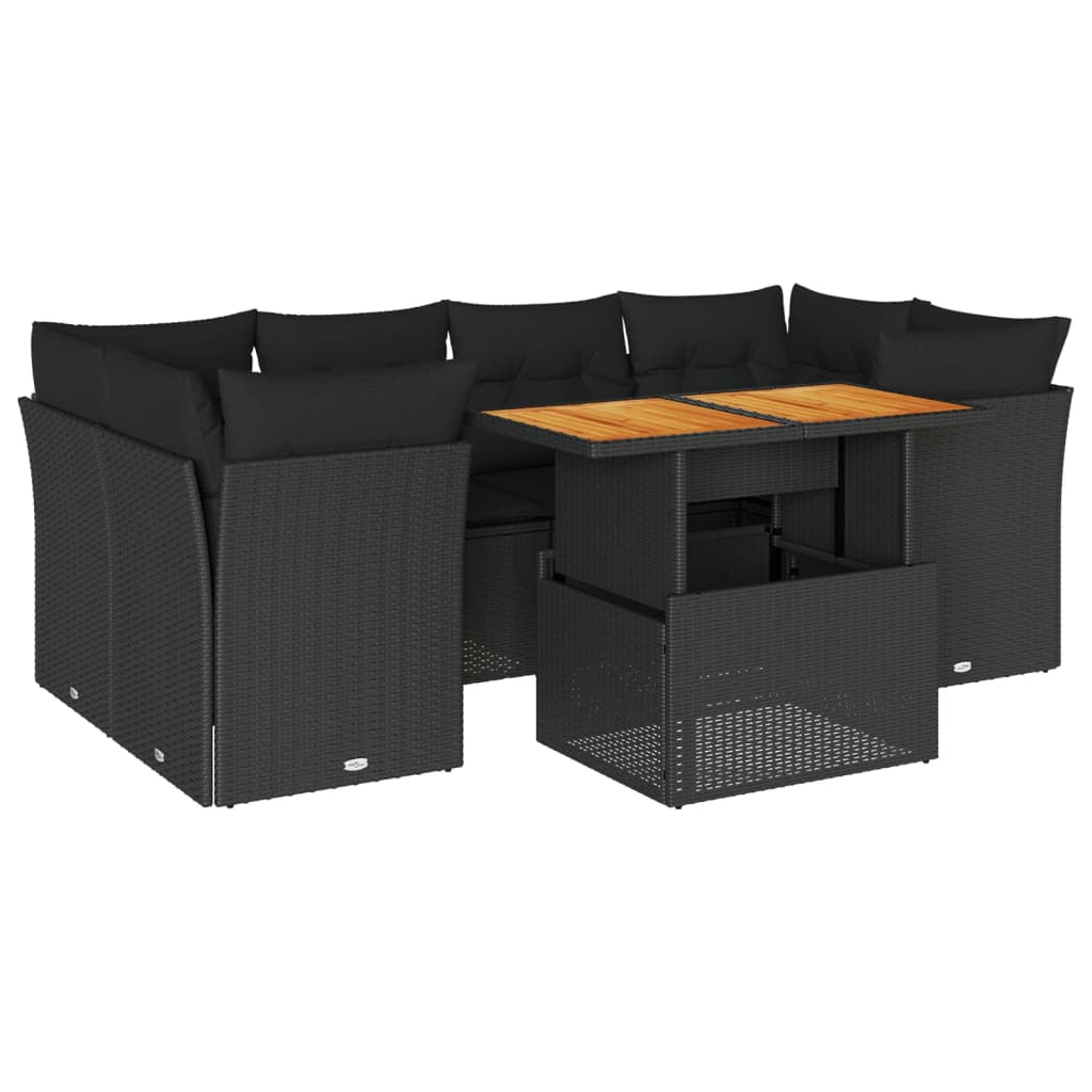 7-delige Loungeset met kussens poly rattan zwart is nu te koop bij PeponiXL, paradijselijk wonen!