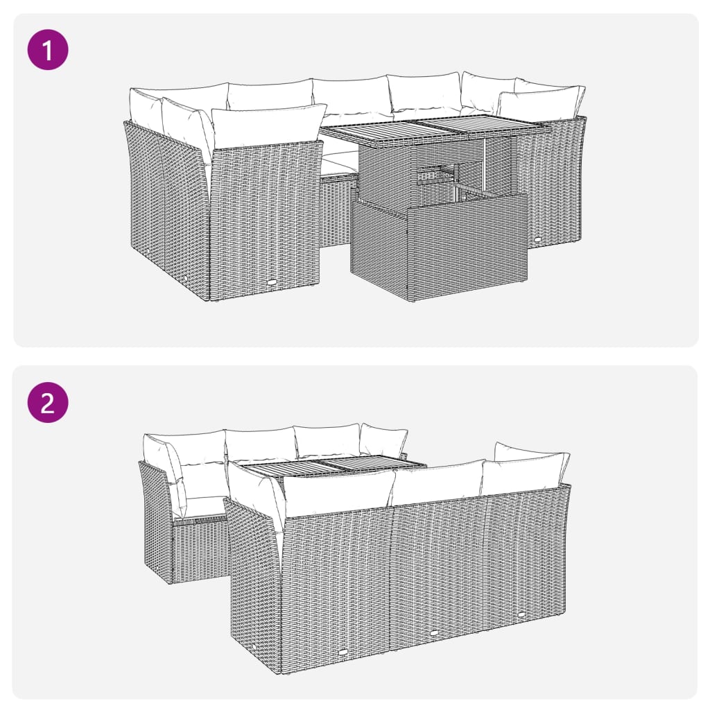 7-delige Loungeset met kussens poly rattan zwart is nu te koop bij PeponiXL, paradijselijk wonen!