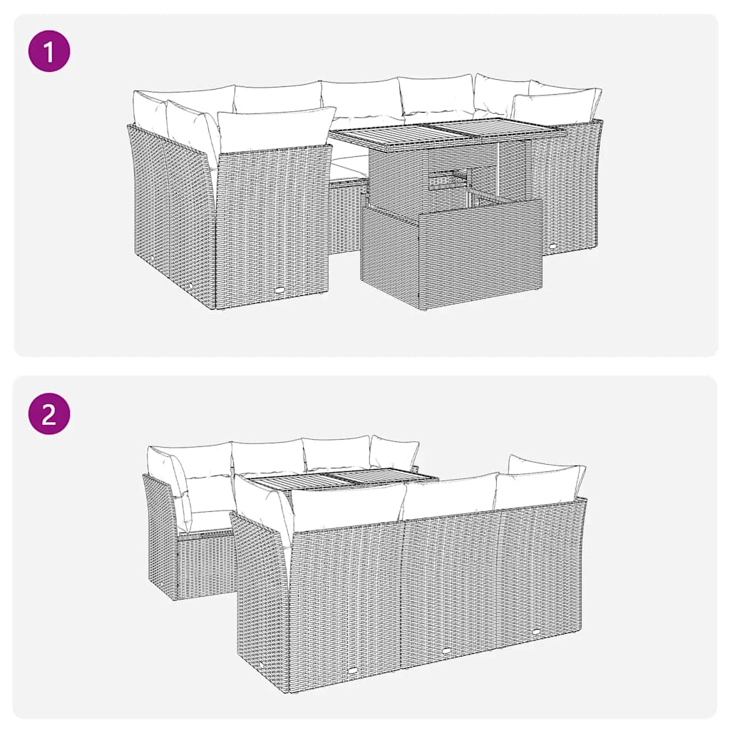 7-delige Loungeset met kussens poly rattan zwart is nu te koop bij PeponiXL, paradijselijk wonen!