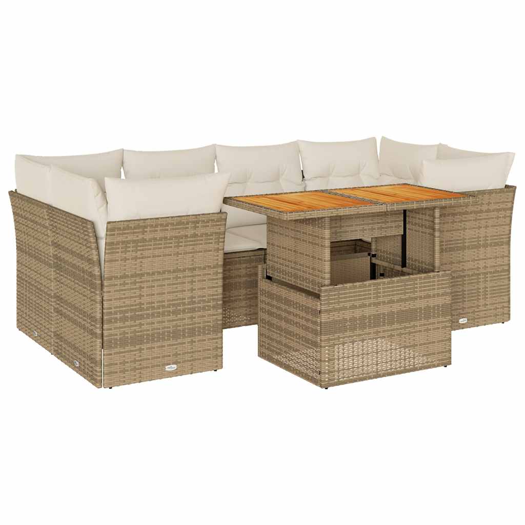 7-delige Loungeset met kussens poly rattan beige is nu te koop bij PeponiXL, paradijselijk wonen!