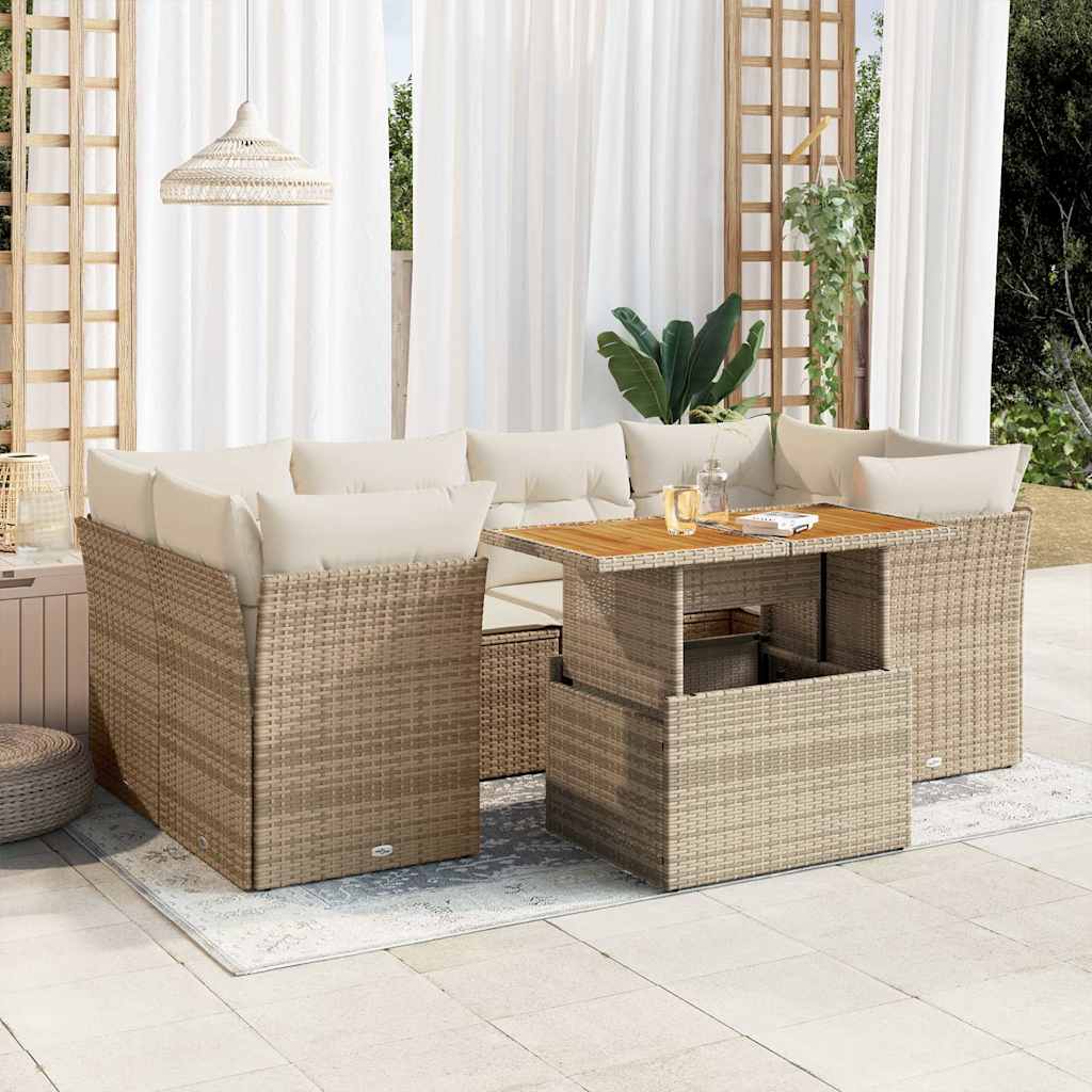 7-delige Loungeset met kussens poly rattan beige is nu te koop bij PeponiXL, paradijselijk wonen!