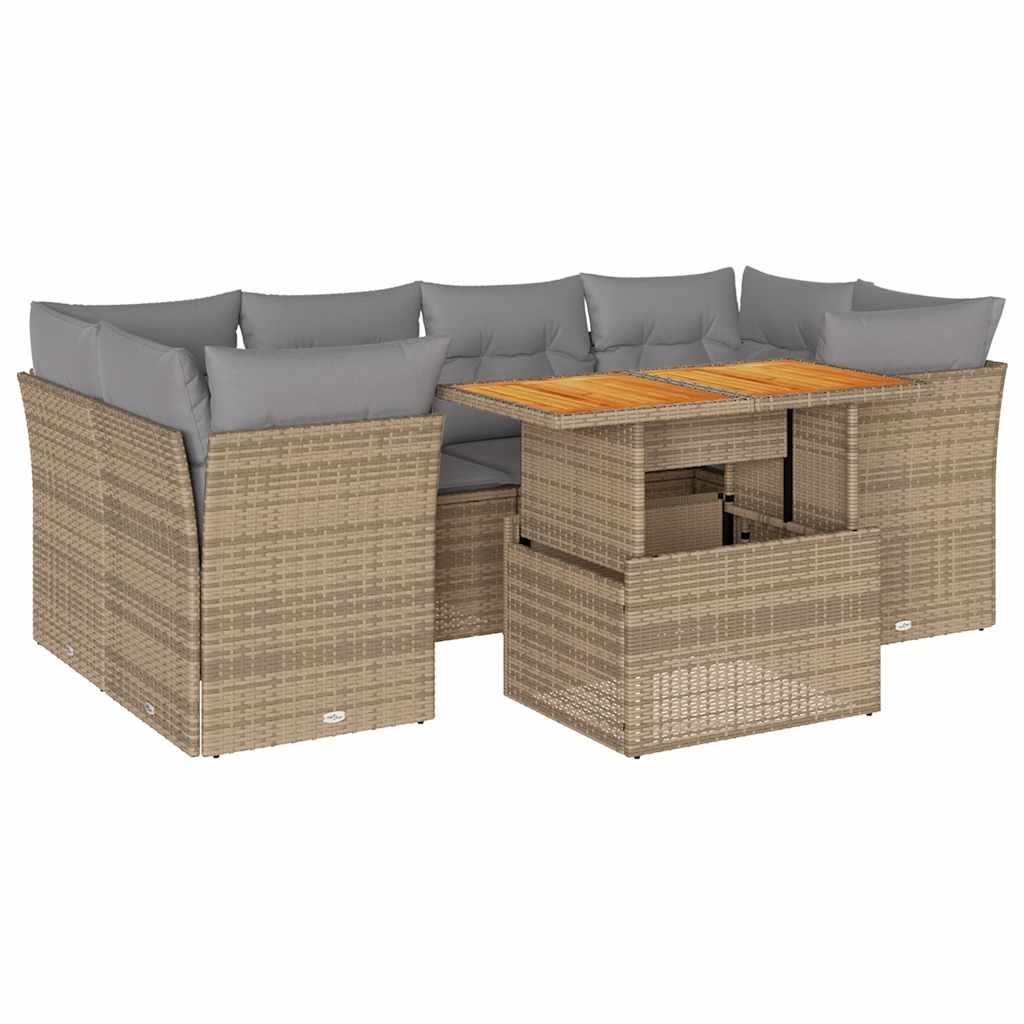 7-delige Loungeset met kussens poly rattan beige is nu te koop bij PeponiXL, paradijselijk wonen!