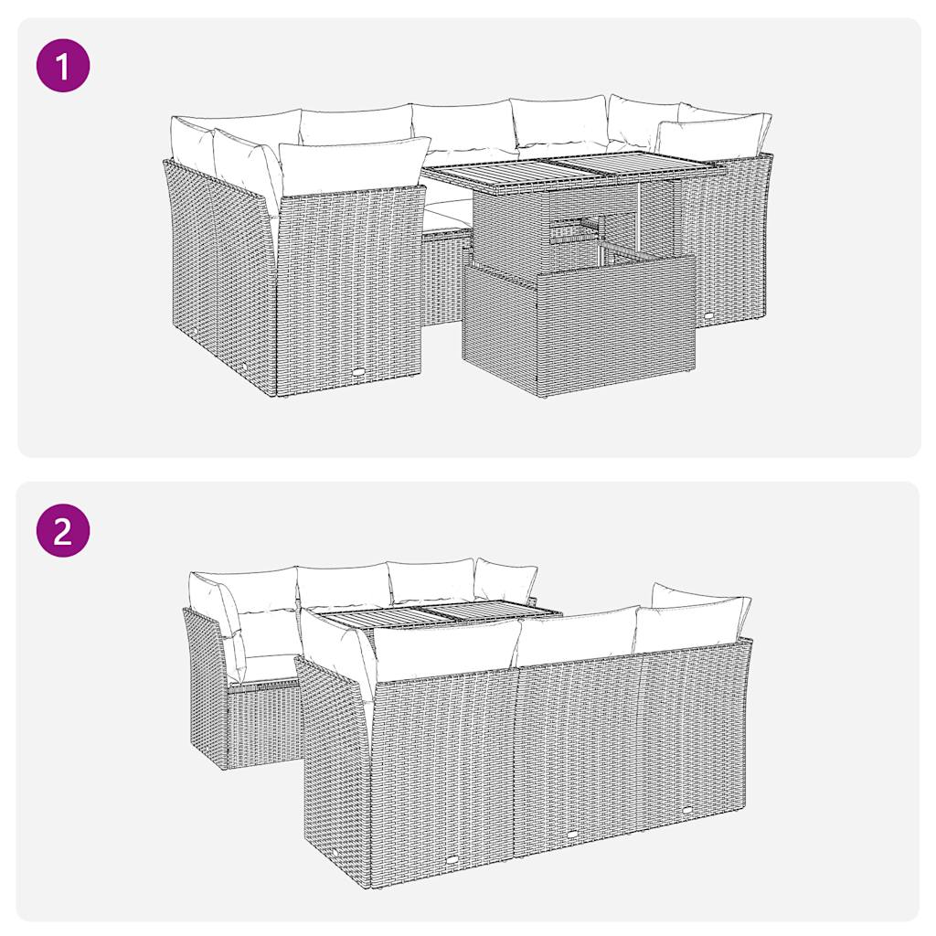 7-delige Loungeset met kussens poly rattan beige is nu te koop bij PeponiXL, paradijselijk wonen!