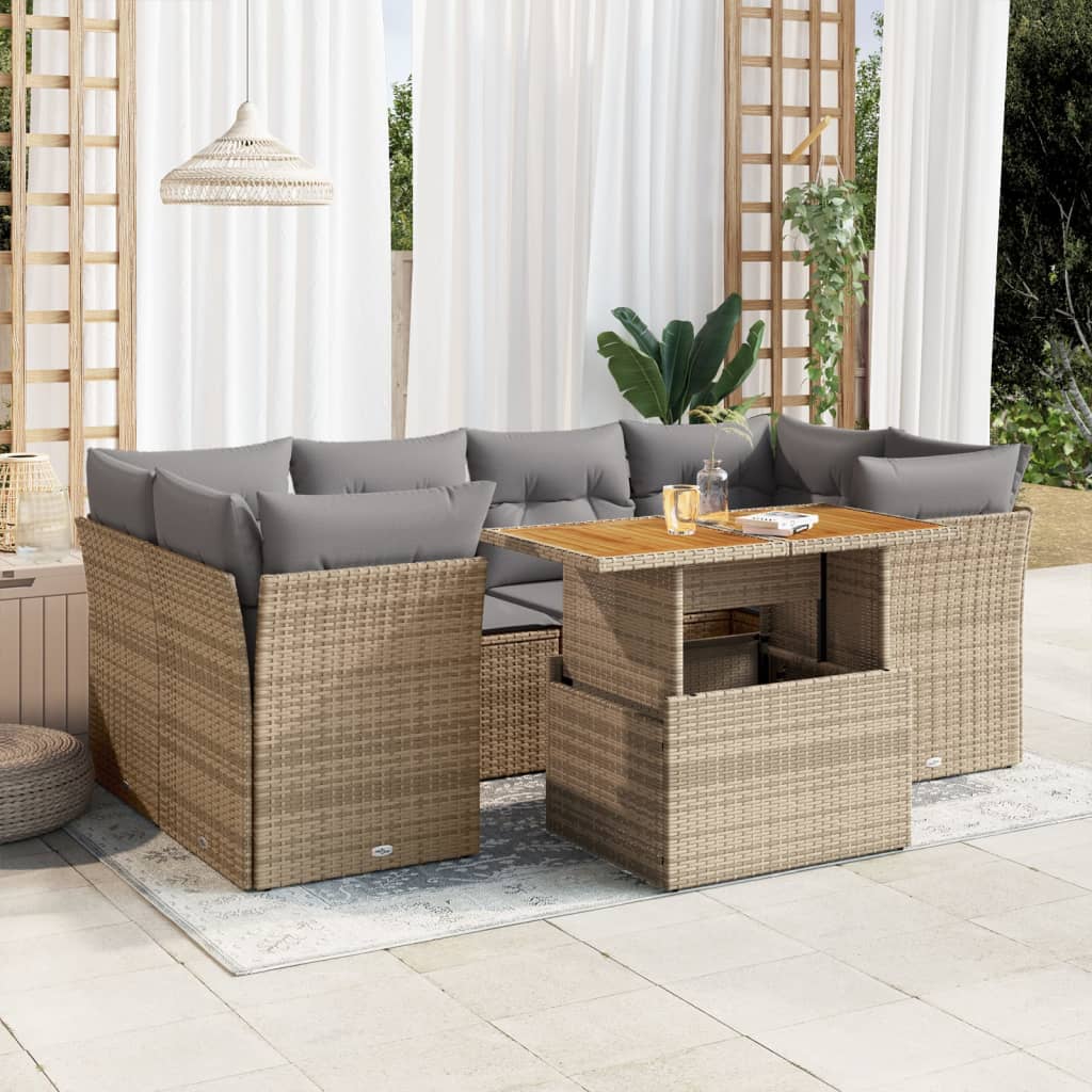 7-delige Loungeset met kussens poly rattan beige is nu te koop bij PeponiXL, paradijselijk wonen!